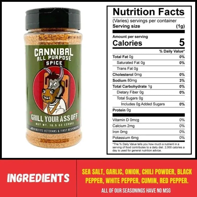 Cannibal All Purpose Spice - Seasoning, Grill Your Ass Off